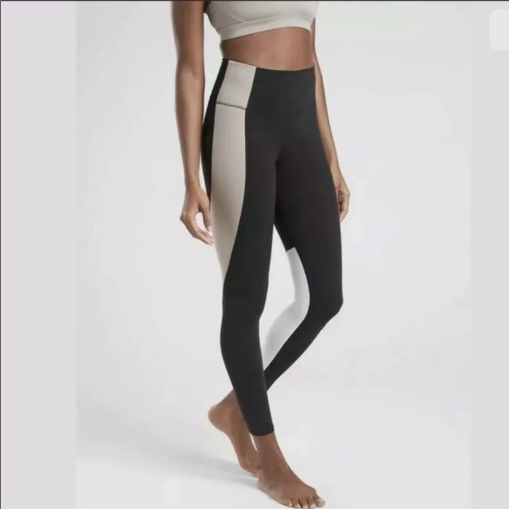 Athleta Elation Asym 7/8 Tights in Black, Brown and White